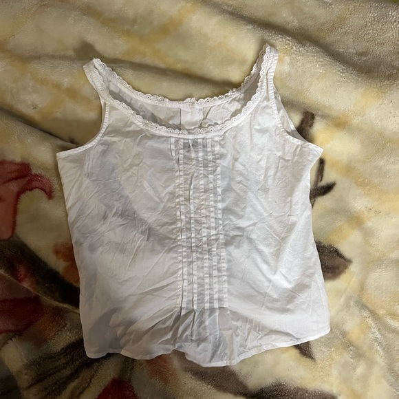 12 Live Relaxed white cotton button tank top - Picture 2 of 3